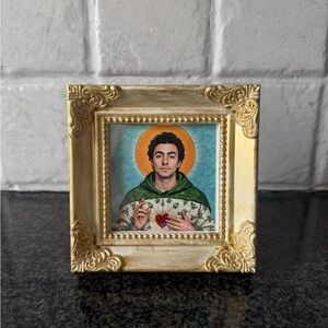 St. Luigi Saint Luigi Mangione Hand Painted Gold Antique Style Framed Picture